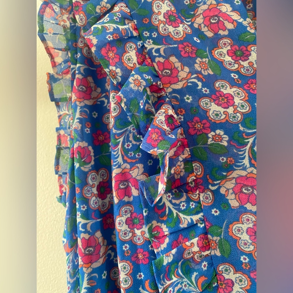 BODEN Elise SheerLuxe Floral Blue Sleeveless Dress size 12 - Picture 4 of 16